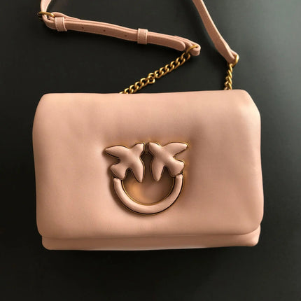 Nuova Borsa a Tracolla/Crossbody da Donna 2026 Ispirata a Pinko in Tweed con Cigno, in Vera Pelle