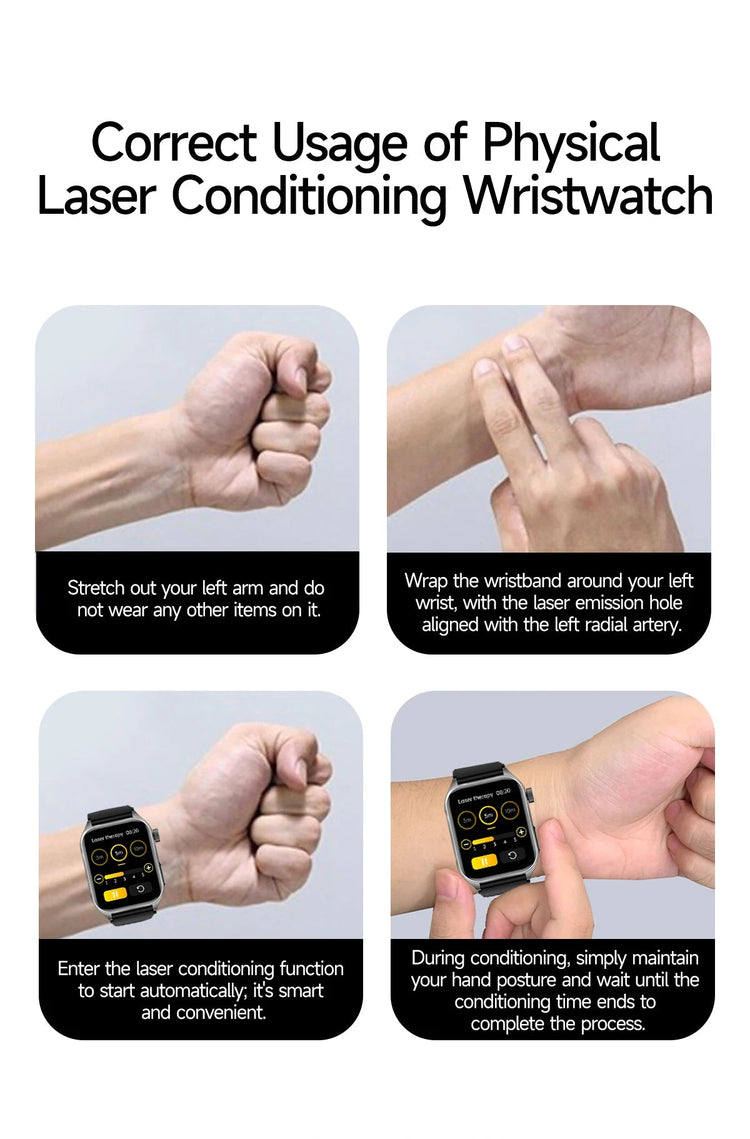 2026 Nuovo 650nm Terapia Laser Grassi nel sangue Acido urico Pressione sanguigna Smart Watch ECG + PPG Preciso Monitor di salute Smartwatch per gli uomini platinumshop
