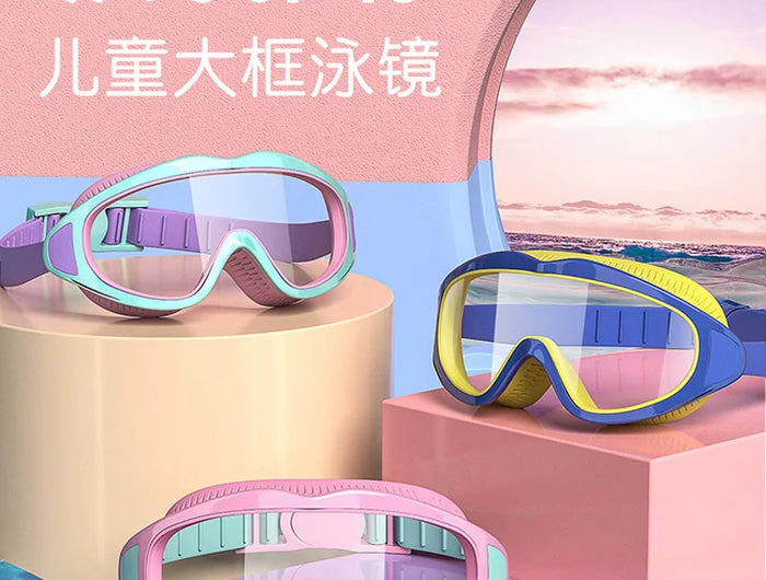 Kids Swim Goggles Caps Boys Girls Professional Diving Goggles Waterproof Anti-Fog Big Box