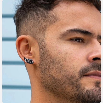 Orecchini a bottone con ala da diavolo gotico Vnox, gioielli per orecchie con piercing in piume d'angelo, Brincos vintage da uomo e ragazzo platinumshop