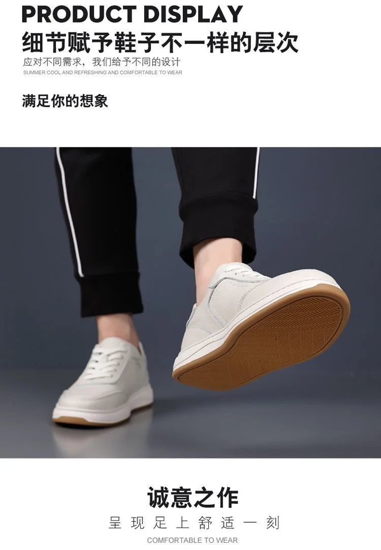 2026 New Men's Leather Shoes Casual Spring Autumn Fashionable Genuine Cowhide Slip-On Breathable Comfortable Anti-Slip Shoes