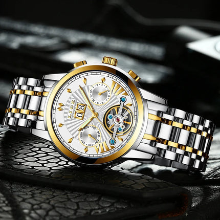 Orologi da Polso Meccanici Automatici LIGE 2026 per Uomo, Marca di Lusso, Orologio da Uomo con Tourbillon, Moda Business, Impermeabile platinumshop