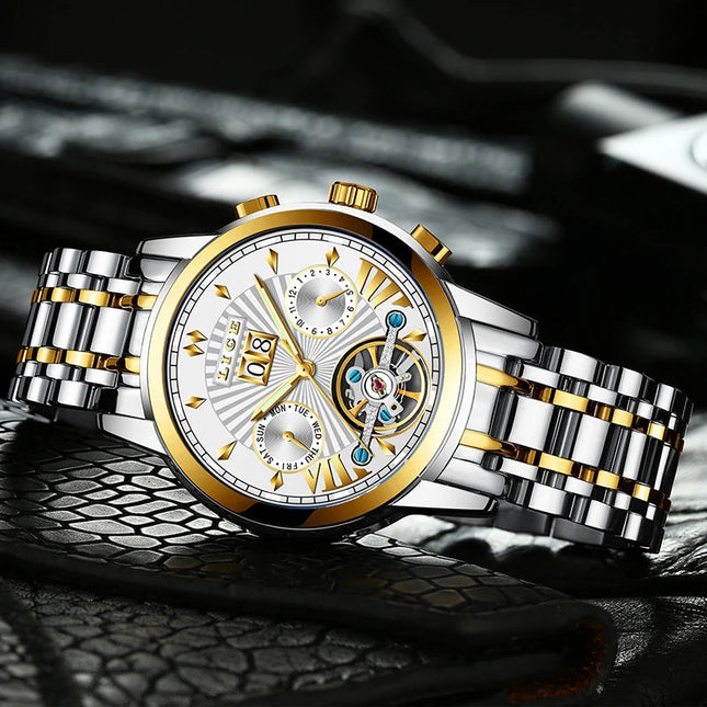Orologi da Polso Meccanici Automatici LIGE 2026 per Uomo, Marca di Lusso, Orologio da Uomo con Tourbillon, Moda Business, Impermeabile platinumshop