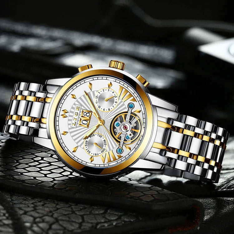 Orologi da Polso Meccanici Automatici LIGE 2026 per Uomo, Marca di Lusso, Orologio da Uomo con Tourbillon, Moda Business, Impermeabile platinumshop