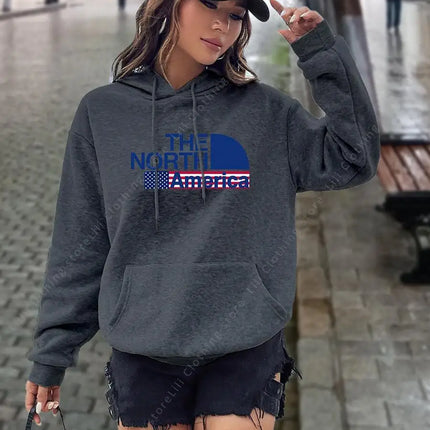 North America letter Print Hoodies Women tops Sweatshirt Aesthetic Hooded Shirt pink designer Luxury clothing Woman y2k clothes