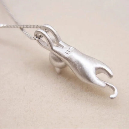 Popular 925 Sterling Silver Jewelry Fashion Simple Animal Cute Kitty Clavicle Chain Pendant Cat Necklaces XL003 PlatiNum