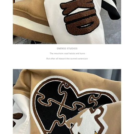 American Retro Baseball Jacket Unisex Loose Street Style Spring Autumn Couple Outerwear Windproof Long Sleeve Youth Fashion