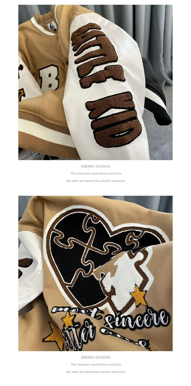 American Retro Baseball Jacket Unisex Loose Street Style Spring Autumn Couple Outerwear Windproof Long Sleeve Youth Fashion