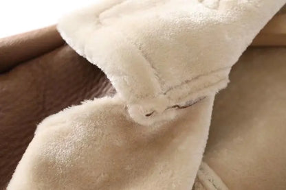 2024 winter women's clothing fashion locomotive version lapel fur integrated thickened thermal coat leather jacket