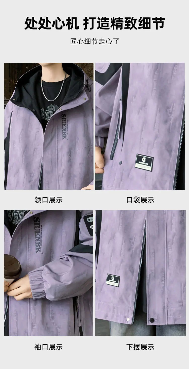 Fashion 2026 Spring Autumn Men's Casual Hooded Jackets Streetwear Windproof Coats Youth Outdoor Plus Size 4XL Hoody Top Clothing