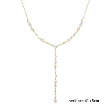 Nuovo speciale color oro Goccia d'acqua Bling Ovale CZ Collana girocollo Lariat Lunga barra a goccia a forma di Y Lunga nappa Gioielli da donna 2025