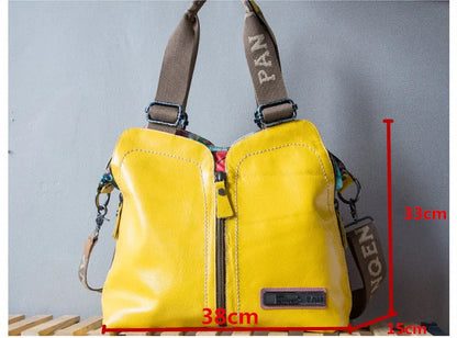 2025 New Genuine Leather With Canvas Women Handbags Luxury Fashion Crossbody Bag Printing Shoulder Portable Slung Bags