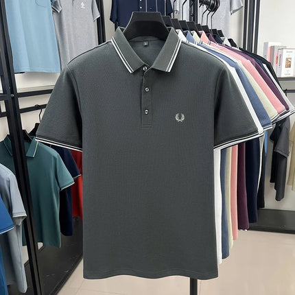 New men's short-sleeved polo shirt, 100% pure cotton, embroidered, fashionable, breathable, comfortable, and versatile.