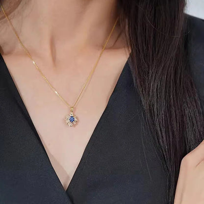 Huitan Splendida scatola con ciondolo Collana a catena Lady Temperamento Gioielli da festa di lusso con accessori color oro con zirconi luminosi