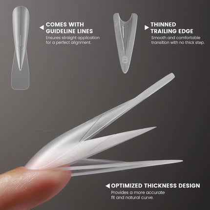 Original YOKEFELLOW Sandwich Dual Nail Form Short Stiletto Nail Extension Form 240pcs Top Form Bottom Form For Quick Nail Extensions IM222