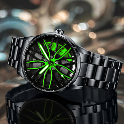 Orologio da Uomo LIGE di Lusso al Quarzo, Sportivo, Impermeabile, in Acciaio Inossidabile, Luminoso, con Quadrante a Forma di Ruota d'Auto, Elegante Orologio da Uomo per Affari platinumshop