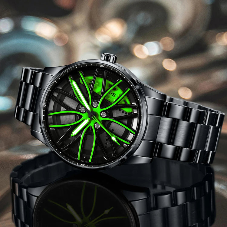 Orologio da Uomo LIGE di Lusso al Quarzo, Sportivo, Impermeabile, in Acciaio Inossidabile, Luminoso, con Quadrante a Forma di Ruota d'Auto, Elegante Orologio da Uomo per Affari platinumshop