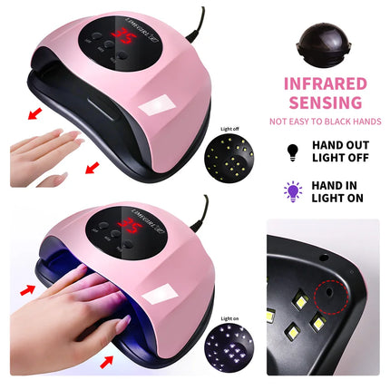 LIMEGIRL Rofessional 24LED Nail Lamp with LCD Display & Sensor Suitable for /LED Nail Polish, 4 Timer Settings, Instant Nail Dryer for Gel Polish, Lamp for Home Salon, Nail Glue Tool, No Adapter Required Gift for DIY