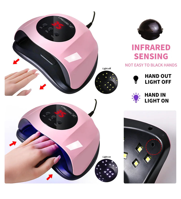 LIMEGIRL Rofessional 24LED Nail Lamp with LCD Display & Sensor Suitable for /LED Nail Polish, 4 Timer Settings, Instant Nail Dryer for Gel Polish, Lamp for Home Salon, Nail Glue Tool, No Adapter Required Gift for DIY