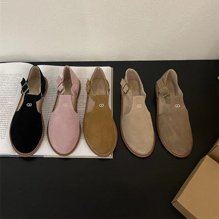 DIMANYU Women's Retro Roman Baotou Sandals, New Summer 2026 Models, Frosted Genuine Leather, Women's Flat Shoes, Perforated Sandals