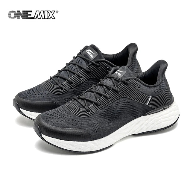 ONEMIX Scarpe da corsa nere per uomo Outdoor Donna Sneakers sportive Casual Scarpe da passeggio Viaggi Trekking Calzature da jogging PlatiNum