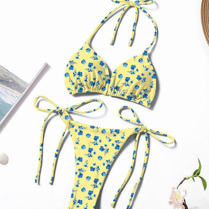 Nuovo Stile Bikini Due Pezzi da Donna Stampato, Fresco e Alla Moda, con Laccetti al Collo, Sexy e Trendy platinumshop
