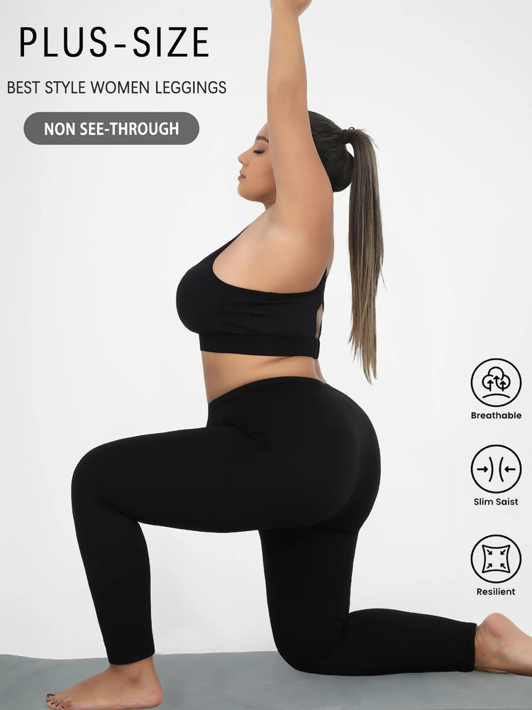 Plus Size Super Soft Sport Leggings For Women  No See Through Workout Running Yoga Athletic running Leggings PlatiNum