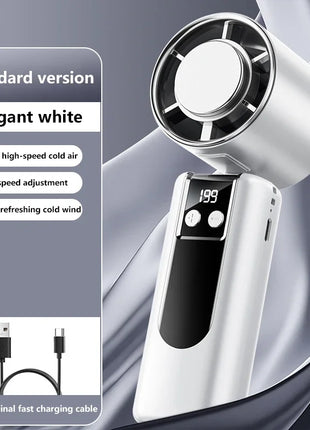 Ventilatore Portatile USB a 199 Velocità con Display Digitale, Grande Turbina Eolica, Mini Ventilatore Rinfrescante