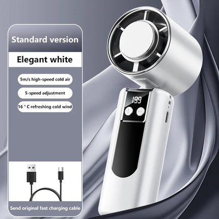 Ventilatore Portatile USB a 199 Velocità con Display Digitale, Grande Turbina Eolica, Mini Ventilatore Rinfrescante