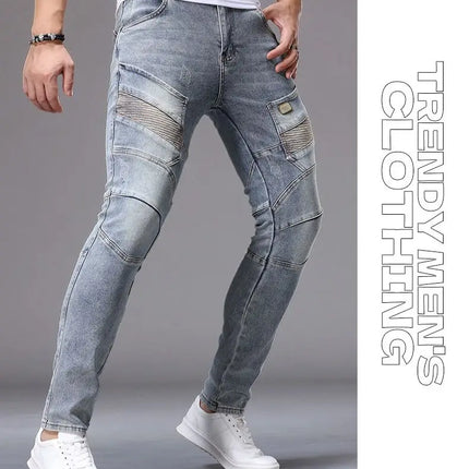 Men's Casual Jeans Vintage Straight Leg Elastic Slim Fit Autumn Winter Sweatpants Trousers Skinny Y2k Jeans Men's Cargo Pants