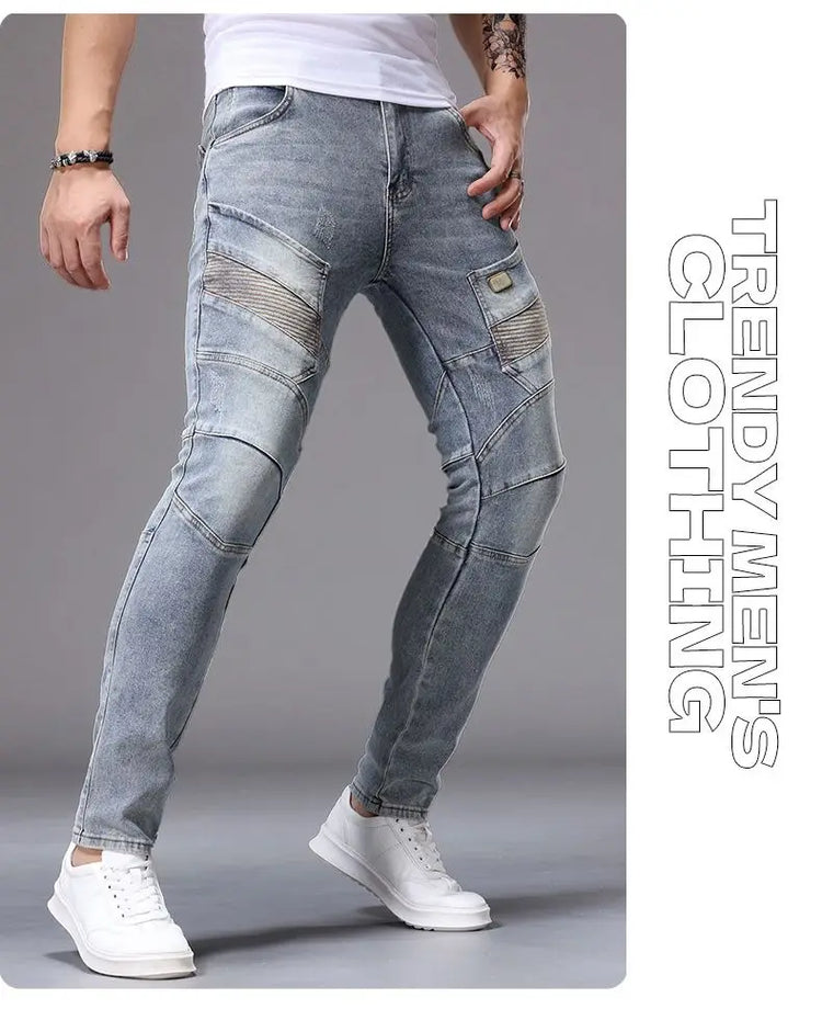 Men's Casual Jeans Vintage Straight Leg Elastic Slim Fit Autumn Winter Sweatpants Trousers Skinny Y2k Jeans Men's Cargo Pants