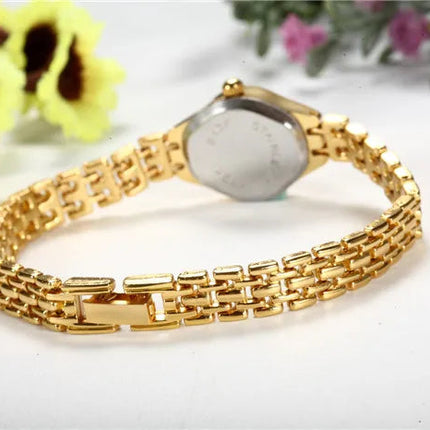 Orologio da polso dorato per donna Orologio da polso da donna di lusso con quadrante piccolo Orologio da donna al quarzo elegante in acciaio Regalo di moda reloj mujer platinumshop
