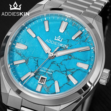 AddiesKIN K010 Turquoise Dial Automatic Mechanical Watch 20Bar Waterproof Sapphire Glass 9015 Movement BGW9 Luminous Men's Watch