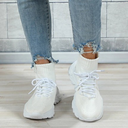 Women Casual Mesh Shoes Fashion Knitted Socks Shoes Chunky Shoes Slip-on Casual Sneakers Men Light Breathable Walking Footwear PlatiNum
