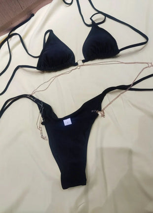 Catene a triangolo sexy Set bikini Micro perizoma Costume da bagno donna Costume da bagno Biquini Fasciatura Costumi da bagno Stampa Costumi da bagno Perizoma Bikini platinumshop