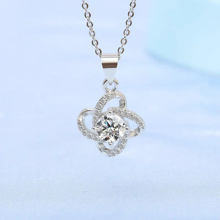 Nuova Collana in Argento Sterling 925 con Pendente in Zirconia 5A per Donna, Gioielli da Matrimonio, Accessori Raffinati, Catena alla Moda, Regalo per Feste PlatiNum