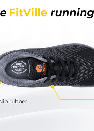 FitVille Scarpe da uomo con punta larga, ammortizzate, larghezza extra larga, scarpe da corsa antiscivolo, comode sneakers leggere per piedi grassi