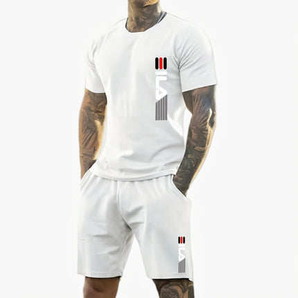 Uomo 2025 estate nuova tuta sportiva casual T-shirt a maniche corte da uomo traspirante all'aperto + pantaloncini da allenamento set da due pezzi platinumshop