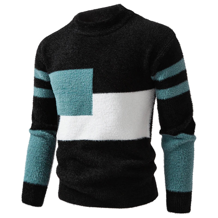 Autumn Winter New Men's Sweater Fashion Patchwork O-Neck Knit Pullovers Men Loose Casual Knitted Sweaters Hip Hop Streetwear Man