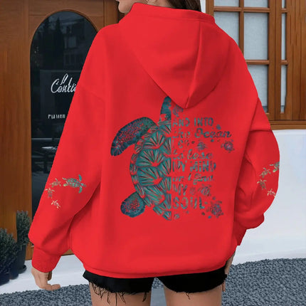 Turtle Vintage Hoodies "And Into The Ocean I Go" Women Men Turtle Lovers Gifts Sweatshirts Spring Lonng Sleeve Animal Hoodie