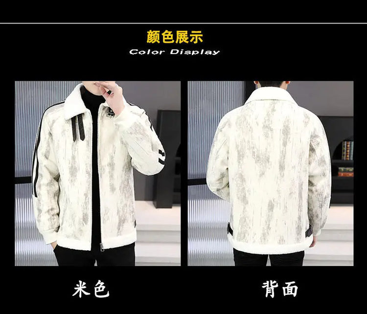 2024 Winter Woolen Motorcycle Jacket Men Thickened Velvet Casual Business Wool Blends Coat Hip Hop Social Streetwear Overcoat