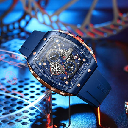 CURREN Orologio da uomo alla moda, marchio unico, design quadrato, lusso, nastro sportivo al quarzo, orologi da uomo impermeabili platinumshop