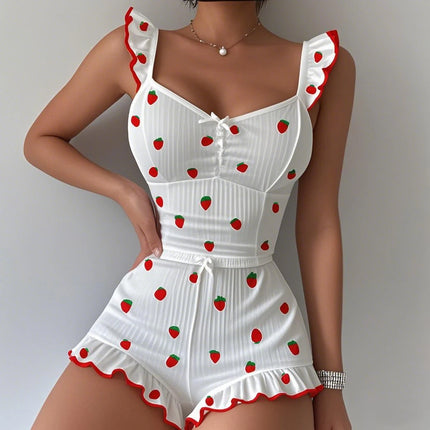 2025 nuove donne pigiama set fiocco piccole cinghie manica mosca top corto e pantaloncini in vita elastica 2 pezzi indumenti da notte femminili indumenti da letto estivi