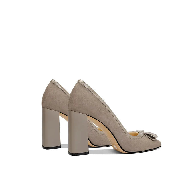 Elegant 2025 Kaki Suede Stiletto Heels Fashionable Autumn Comfortable Square Toe for Petite Women