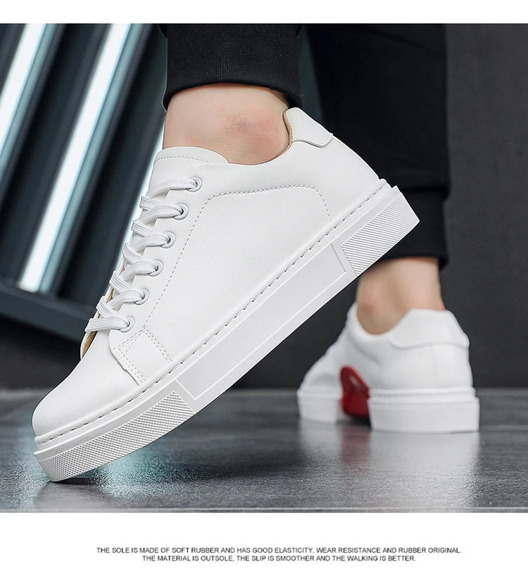 Hot Men's Casual Shoes Leather Sneakers Fashion White Black Male Vulcanized Shoes Non-slip Soft Men Shoes Lightweight Flat Shoe
