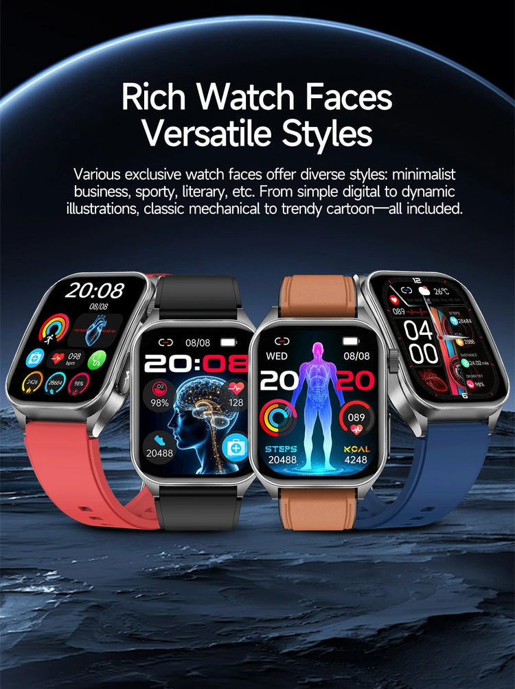 2026 Nuovo 650nm Terapia Laser Grassi nel sangue Acido urico Pressione sanguigna Smart Watch ECG + PPG Preciso Monitor di salute Smartwatch per gli uomini platinumshop