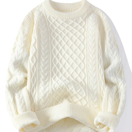 New Trendy Autumn and Winter Jacquard Pattern Pullover Sweater Casual Round Neck Color-Blocking Knit Men's Pullover