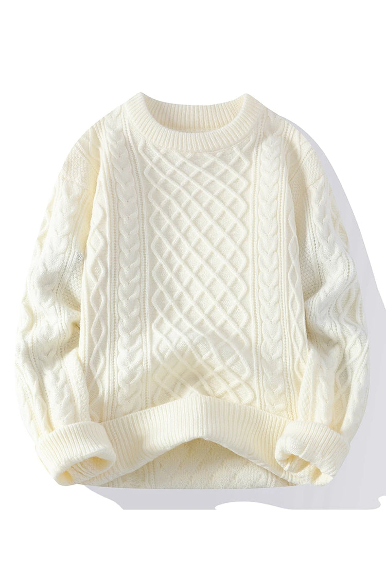 New Trendy Autumn and Winter Jacquard Pattern Pullover Sweater Casual Round Neck Color-Blocking Knit Men's Pullover