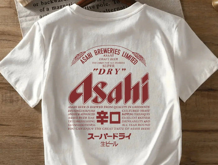Japanese Beer Back Print Men's Short Sleeve T-Shirt