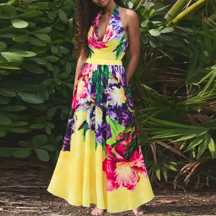 Completo Set Copricostume Elegante da Donna con Volant, Stampa Pittorica, per l'Estate, Sexy, con Body Senza Spalline e Gonna platinumshop